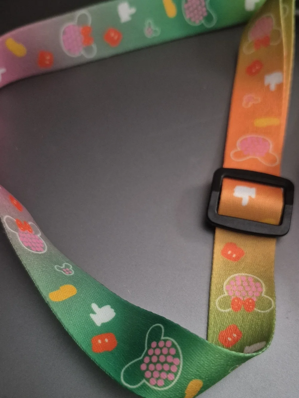 Black Minnie-Style Pop-It Crossbody Bag with Rainbow Lanyard